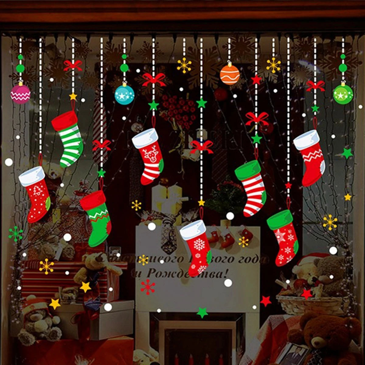 Christmas Window Stickers Wall Decorations for Home