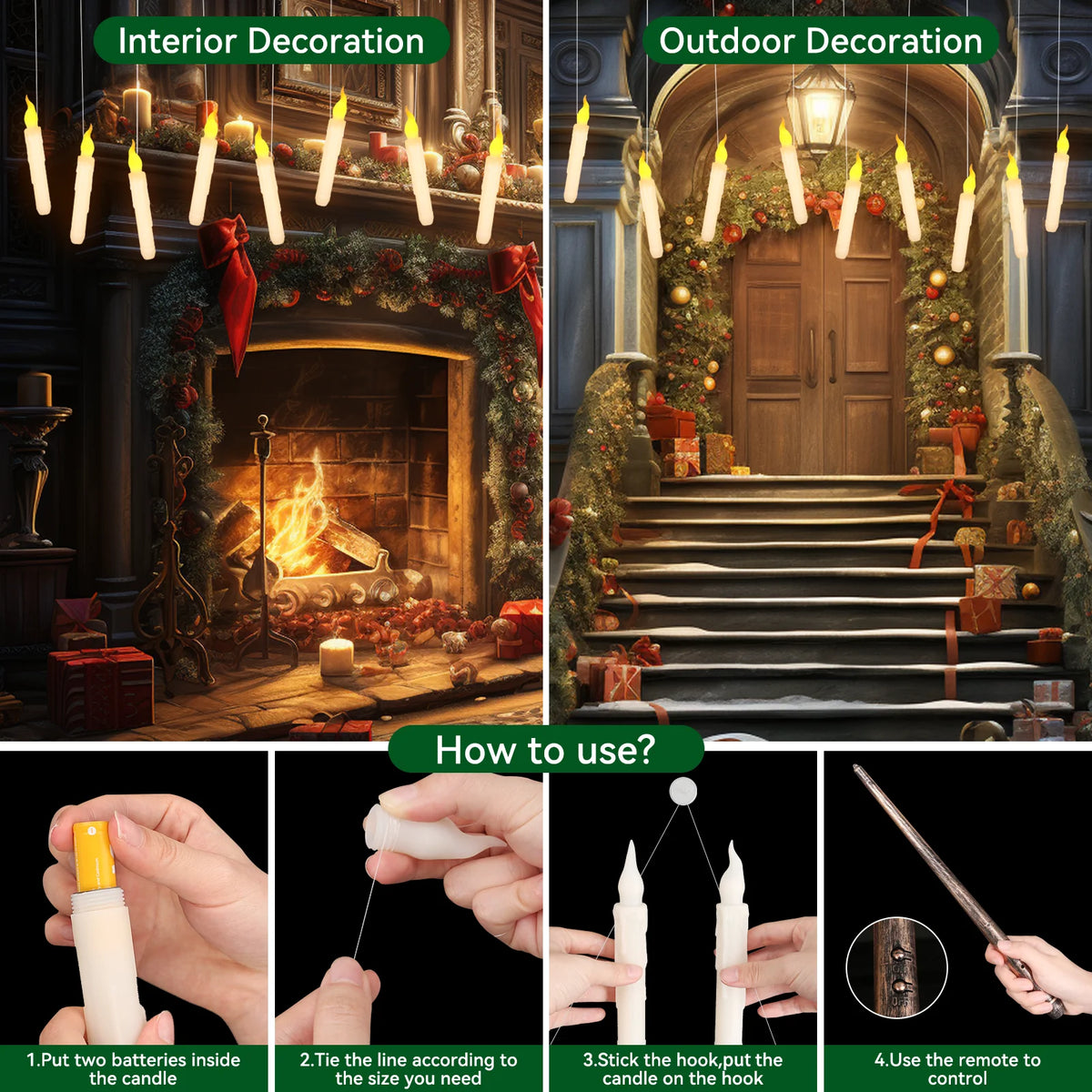 Floating LED Candles with Magic Wand Remote