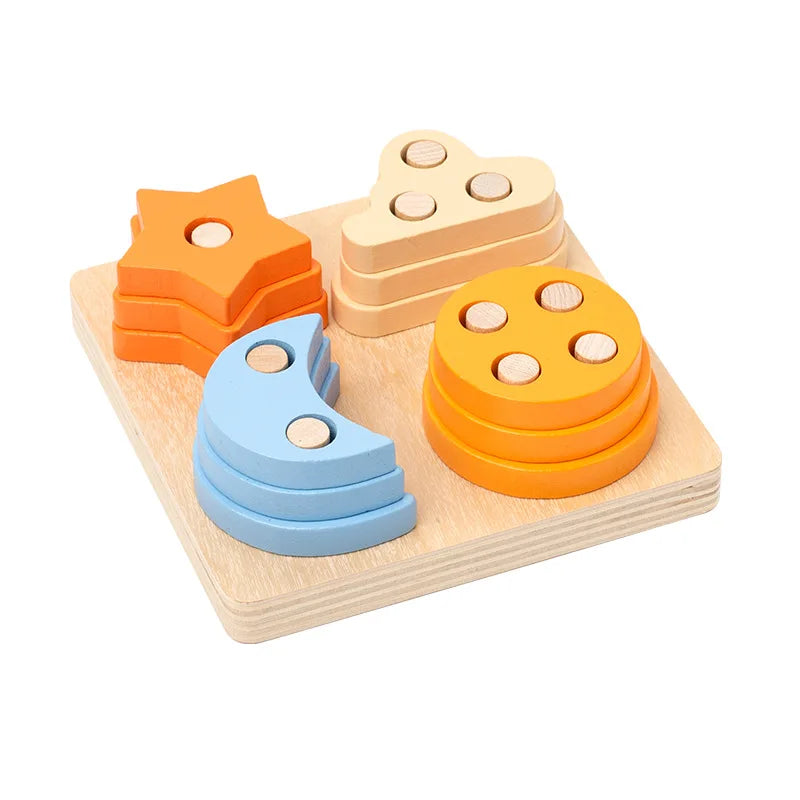 Wooden Building Blocks – Montessori Shape Matching Puzzle