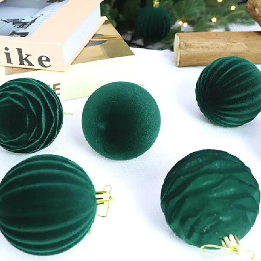 Christmas Ball Ornaments 12 Pcs Flocked Velvet Tree Decorations