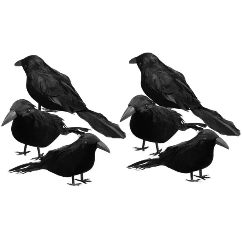 Realistic Halloween Crows – Set of 6 Decorations