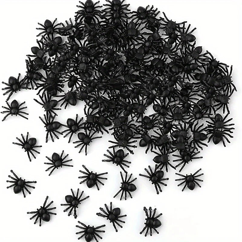 Mini Plastic Spider Decorations for Halloween Pranks & Haunted Houses