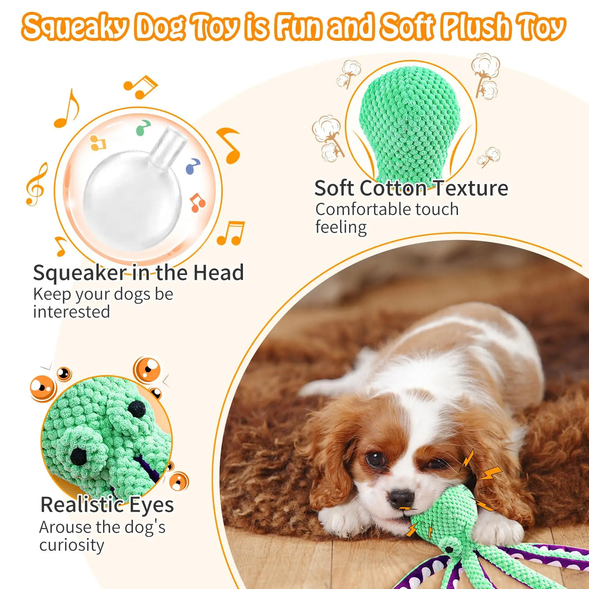Squeaky Octopus Plush Dog Toys – 4-Pack Interactive Pet Set