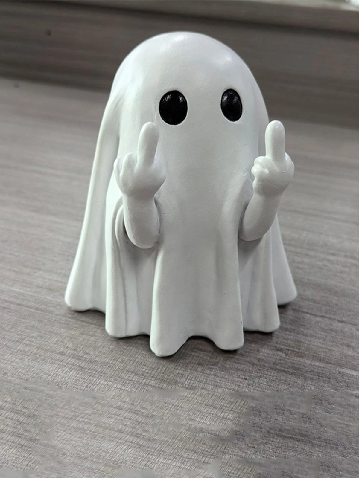 Funny Middle Finger Ghost Statue for Halloween Home Decor