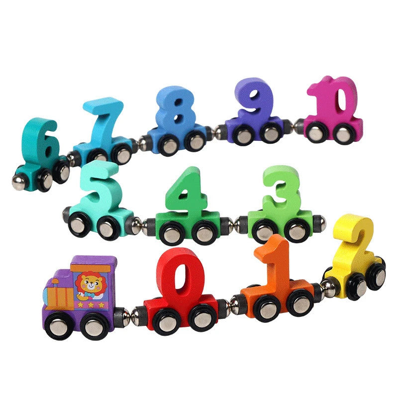 Wooden Magnetic Number Train Toy for Preschool Learning
