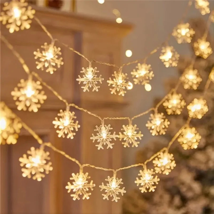 Christmas Snowflake String Lights 10/20/40 LED USB Battery Lights