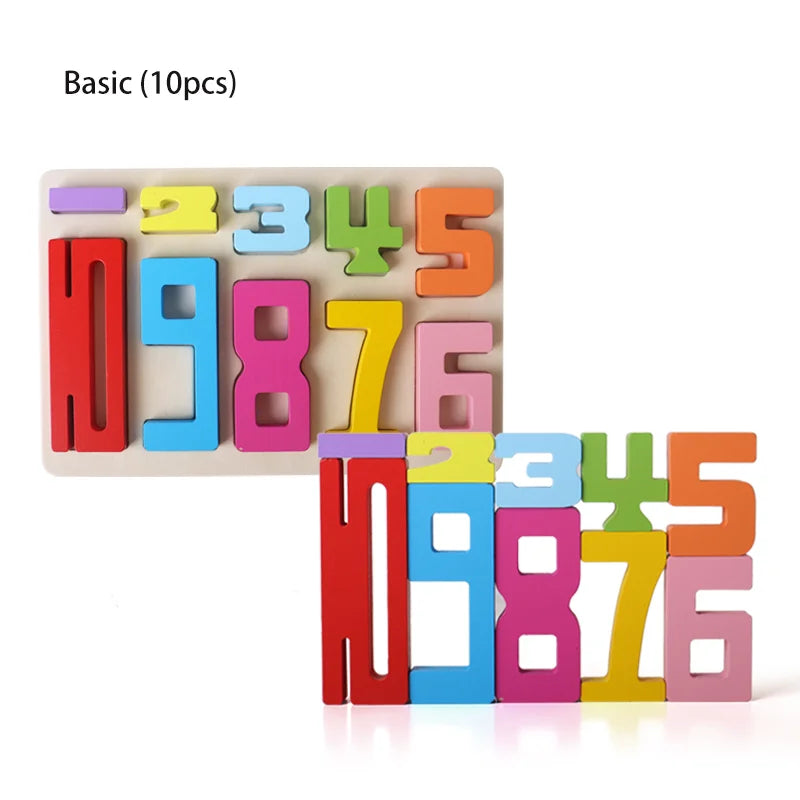 Wooden Educational Digital Blocks, Creative Puzzles, Stacking Toys, Fun Brain-Burning, Early Education Topics, Montessori Style