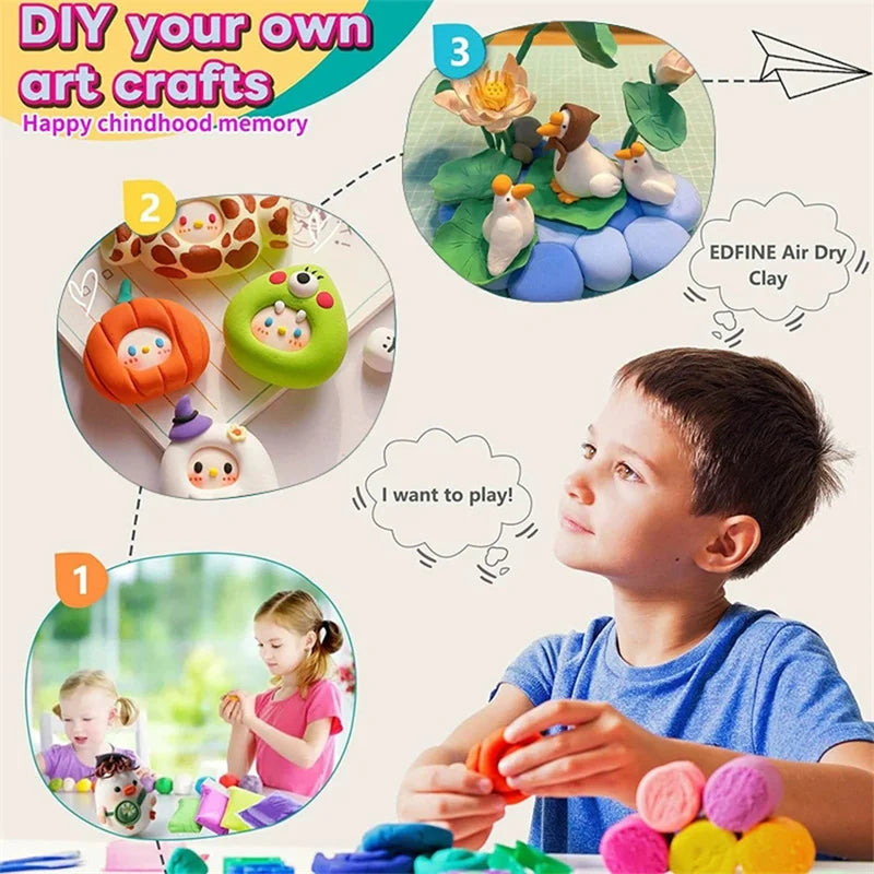 Air Dry Clay Set for Kids with Sculpting Tools, 12–36 Colors