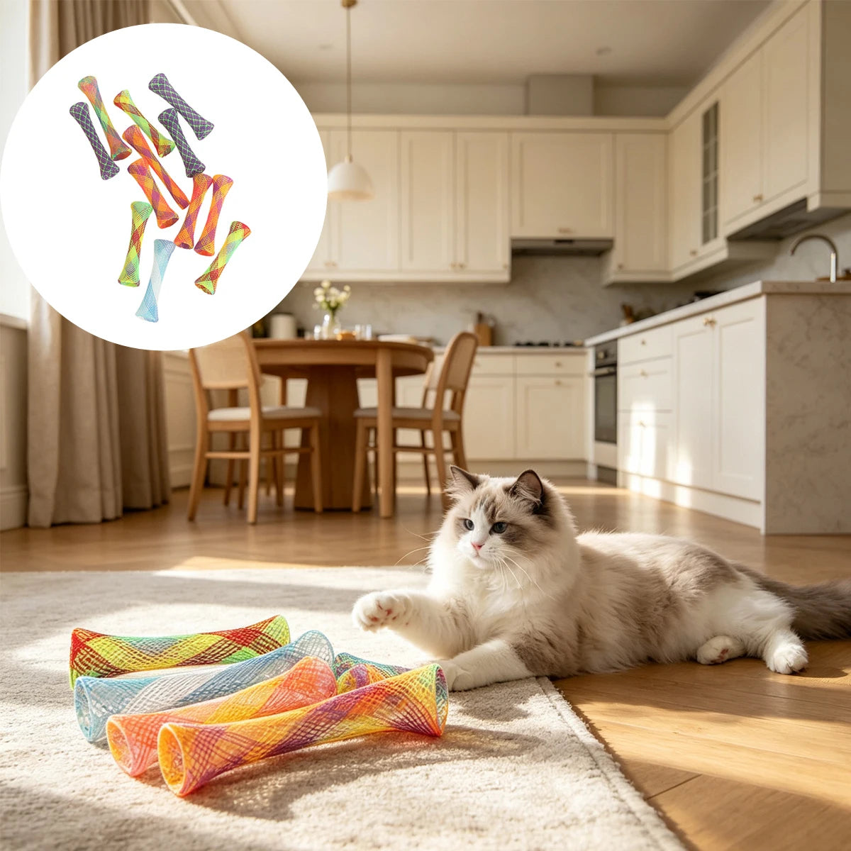 Cat Folding Spring Shape Colorful Toy Interactive Tear Stick Stuff for Cats Toys Pets Accessories Pet Catlove Kitten Things Home