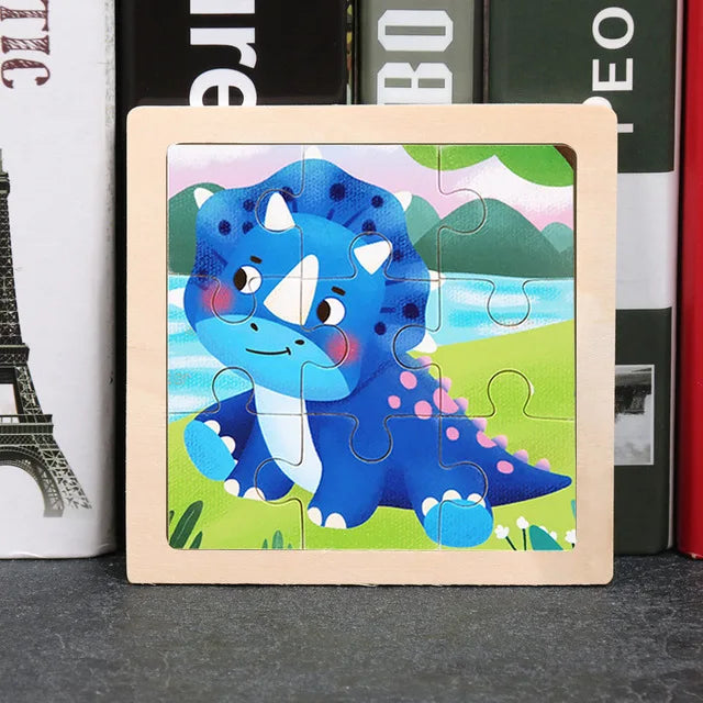 Wooden Animal Tangram Puzzle – 3D Cartoon Jigsaw