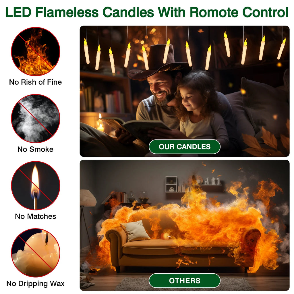 Floating LED Candles with Magic Wand Remote