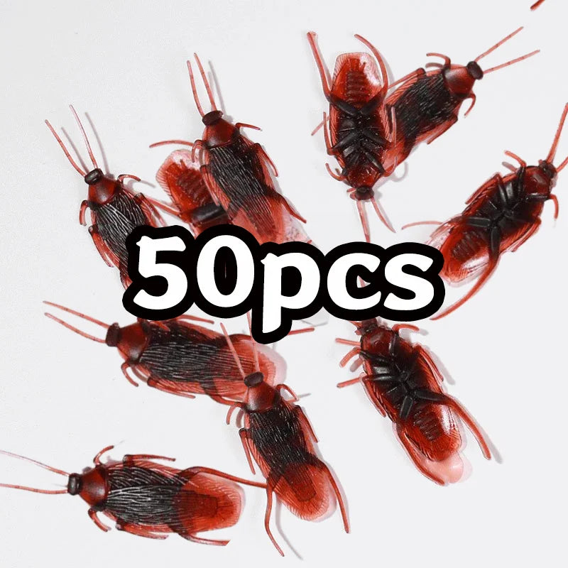 50-Piece Fake Cockroach Prank Set for Halloween & Parties