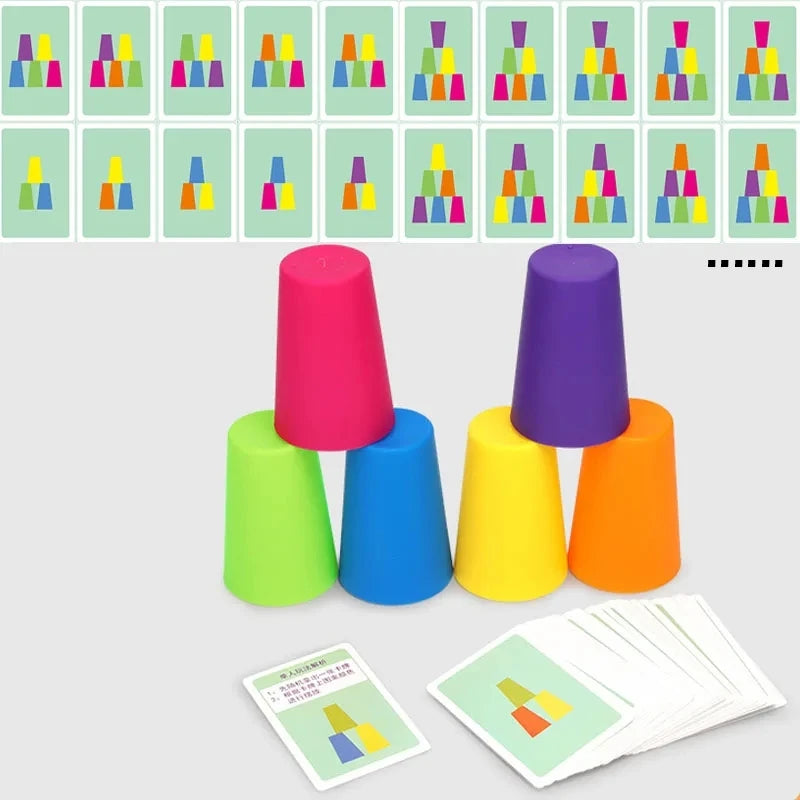 Mini Stacking Cup Game – Color Matching Cards for Kids