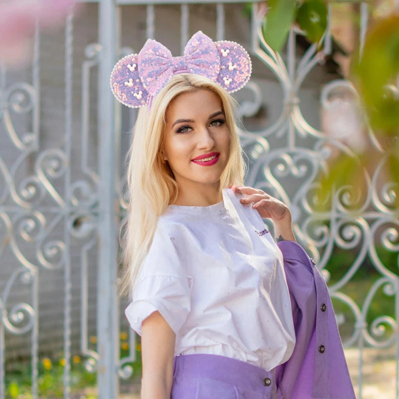Mouse Ears Headband – Velvet Bow Hair Accessory