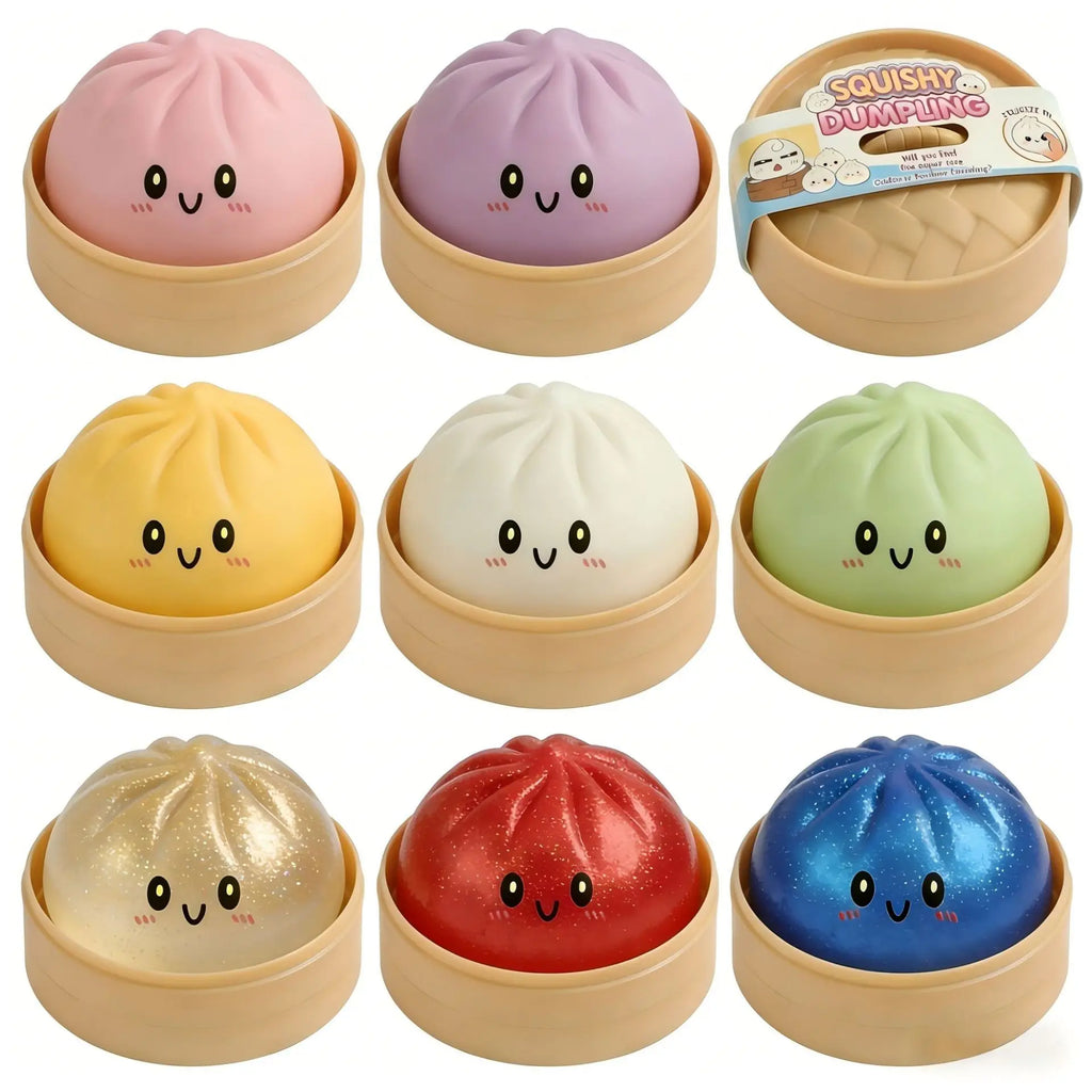 Glitter Dumpling Squishy Toy with Storage Box for Stress Relief