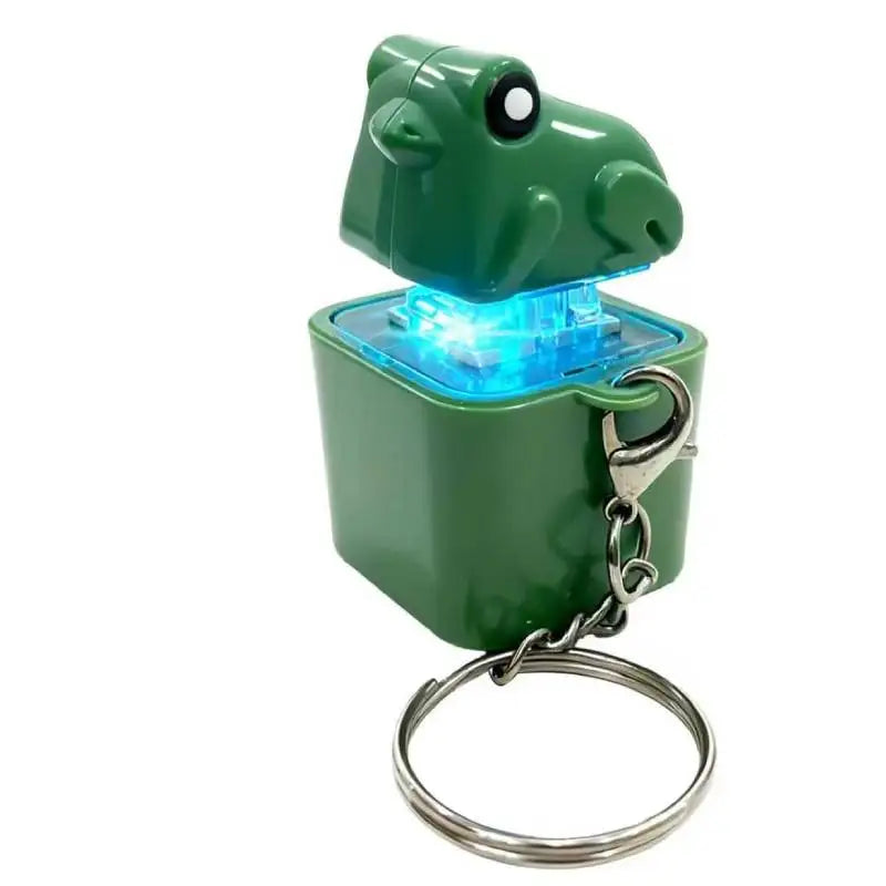 Small Yellow Duck and Frog Keychain, Duck Frog Clicker with LED Light, Adult Stress Relieving and Anxiety Sensing Toy