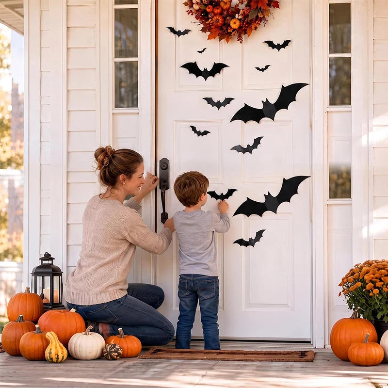 12-Pack 3D Halloween Bat Wall Stickers for Home & Party Decor