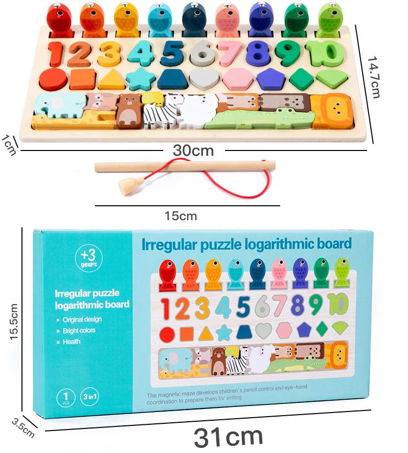 Montessori Wooden Toys Kids Busy Board Shape & Number Matching Digital Shape Educational Toys For Children Gifts
