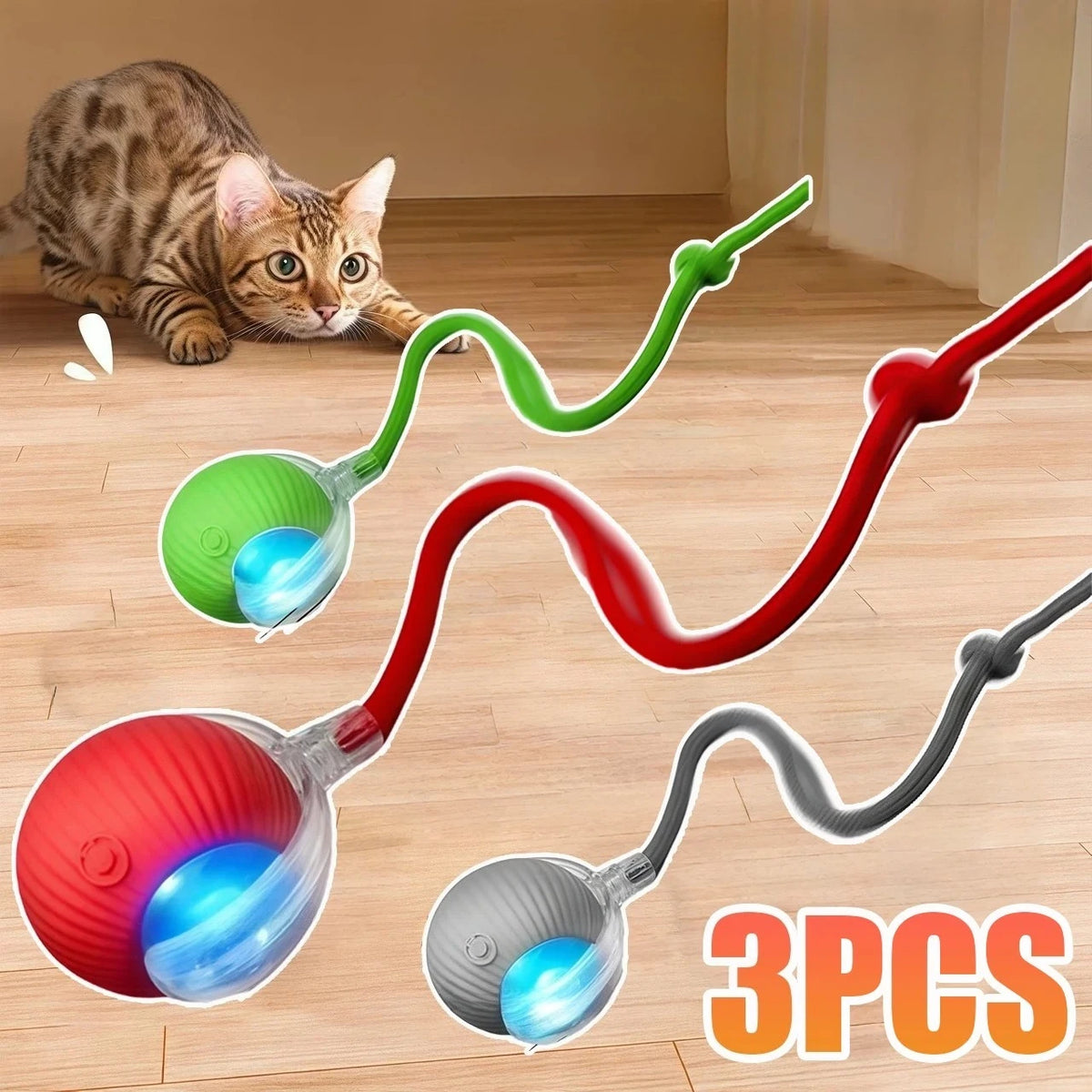 Interactive Cat Ball Toy, Rechargeable Automatic Rolling Pet Toy