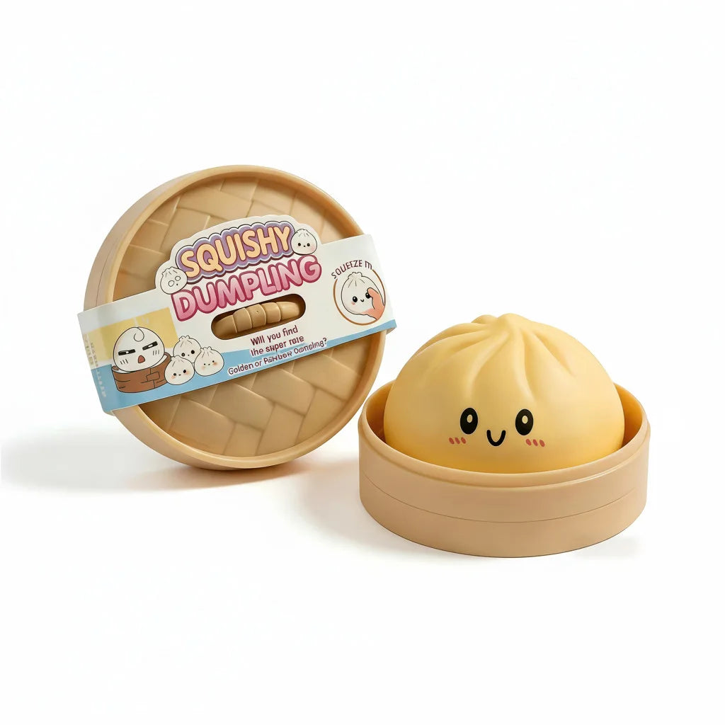 Glitter Dumpling Squishy Toy with Storage Box for Stress Relief