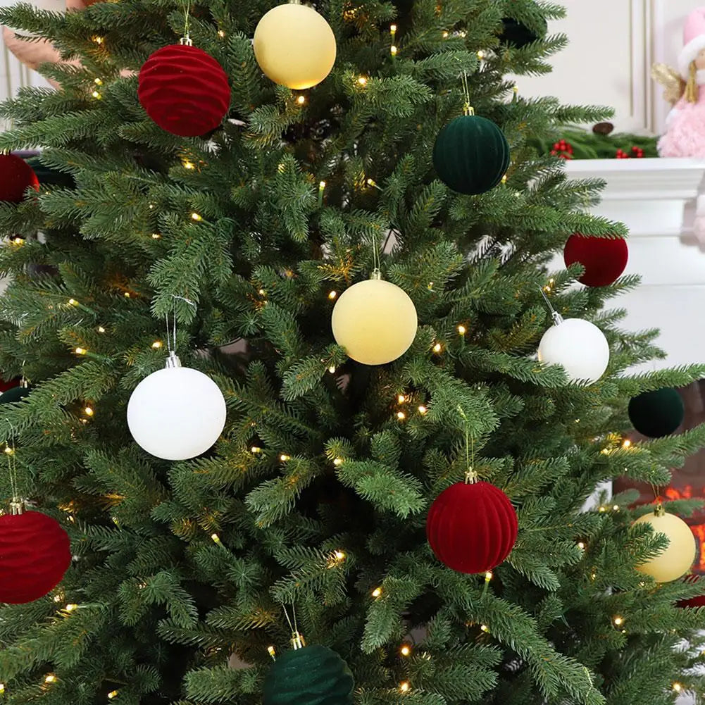 Christmas Ball Ornaments 12 Pcs Flocked Velvet Tree Decorations
