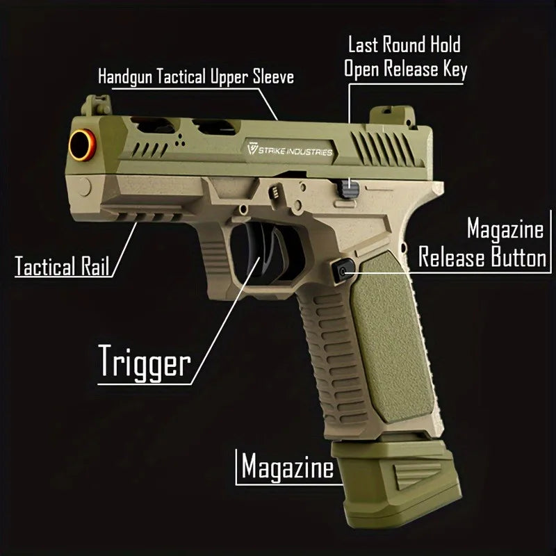 SIG17-Style Soft Bullet Blaster – Manual Shell-Ejecting Toy Pistol
