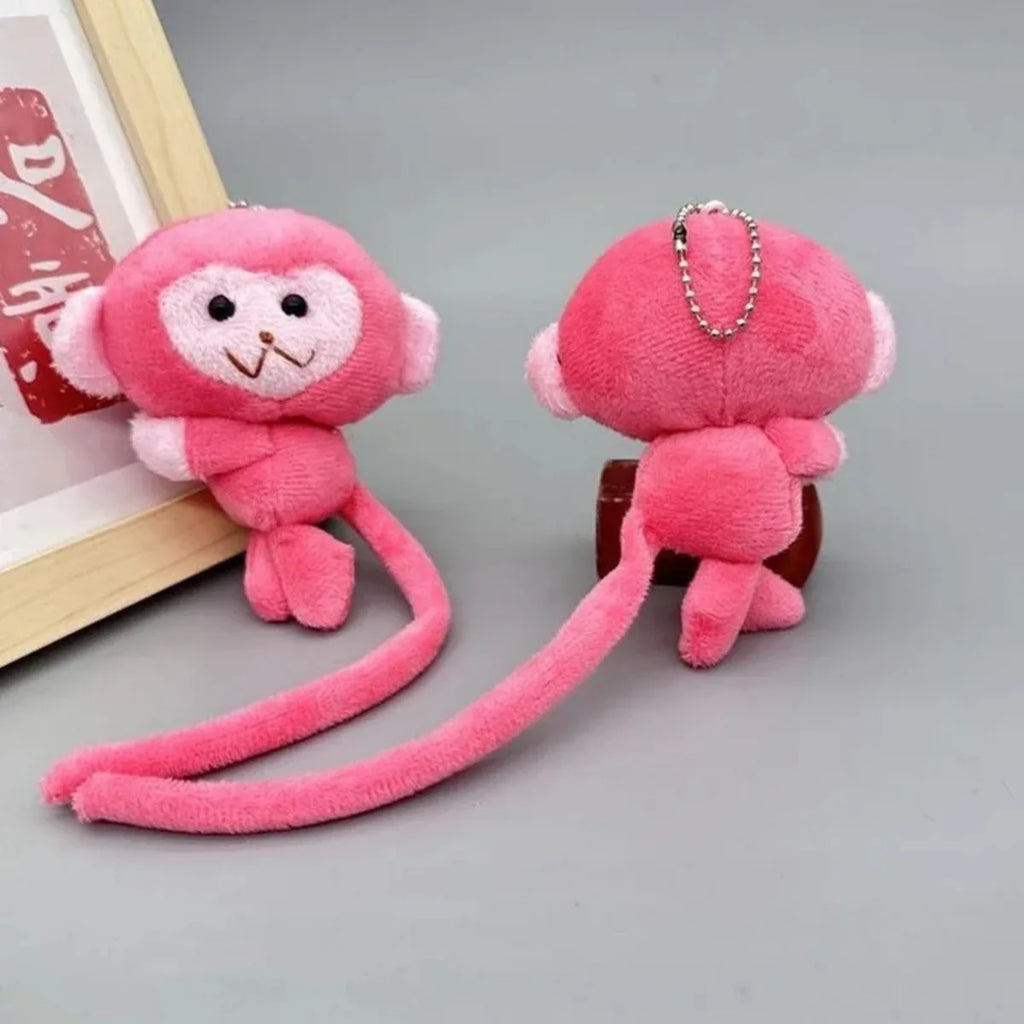 Monkey Plush Keychain – Long-Tailed Animal Backpack Charm