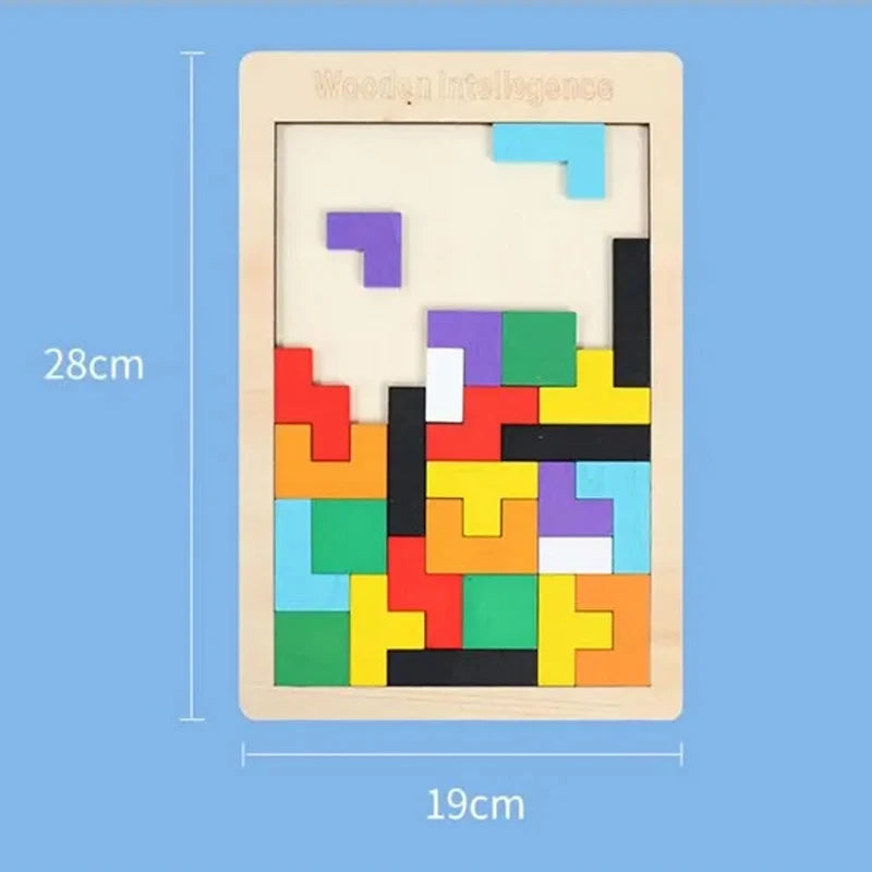 Wooden Tangram Puzzle – Colorful 3D Brain Teaser Blocks