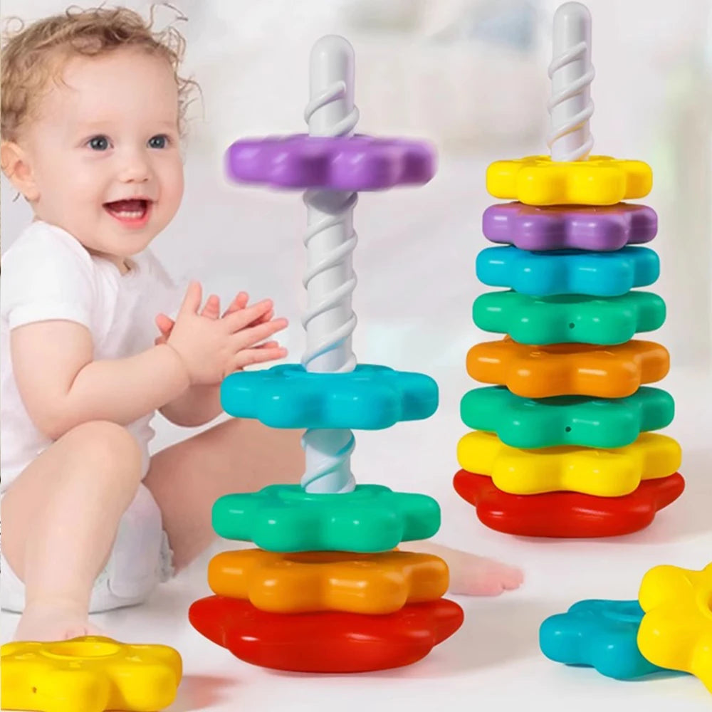 Baby Rainbow Stacking Toy – Rotating Montessori Tower