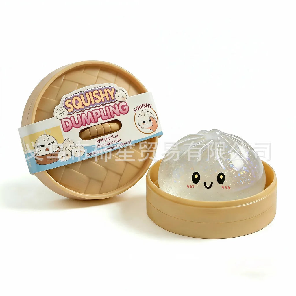 Glitter Dumpling Squishy Toy with Storage Box for Stress Relief