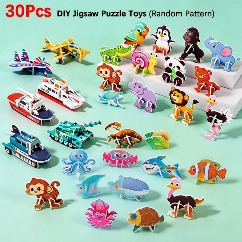 3D Paper Puzzle DIY Craft Kit 30 Piece Animal Model Set