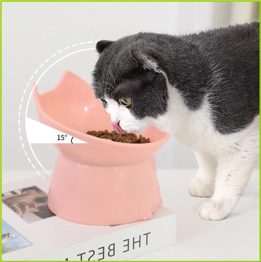 Raised Cat Bowl – Elevated Anti-Tip Plastic Pet Feeder