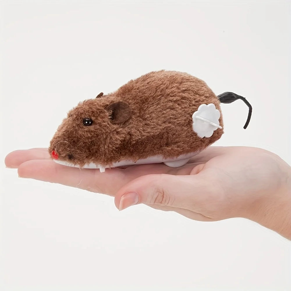 Wind-Up Mouse Cat Toy – Plush Mechanical Moving Mouse
