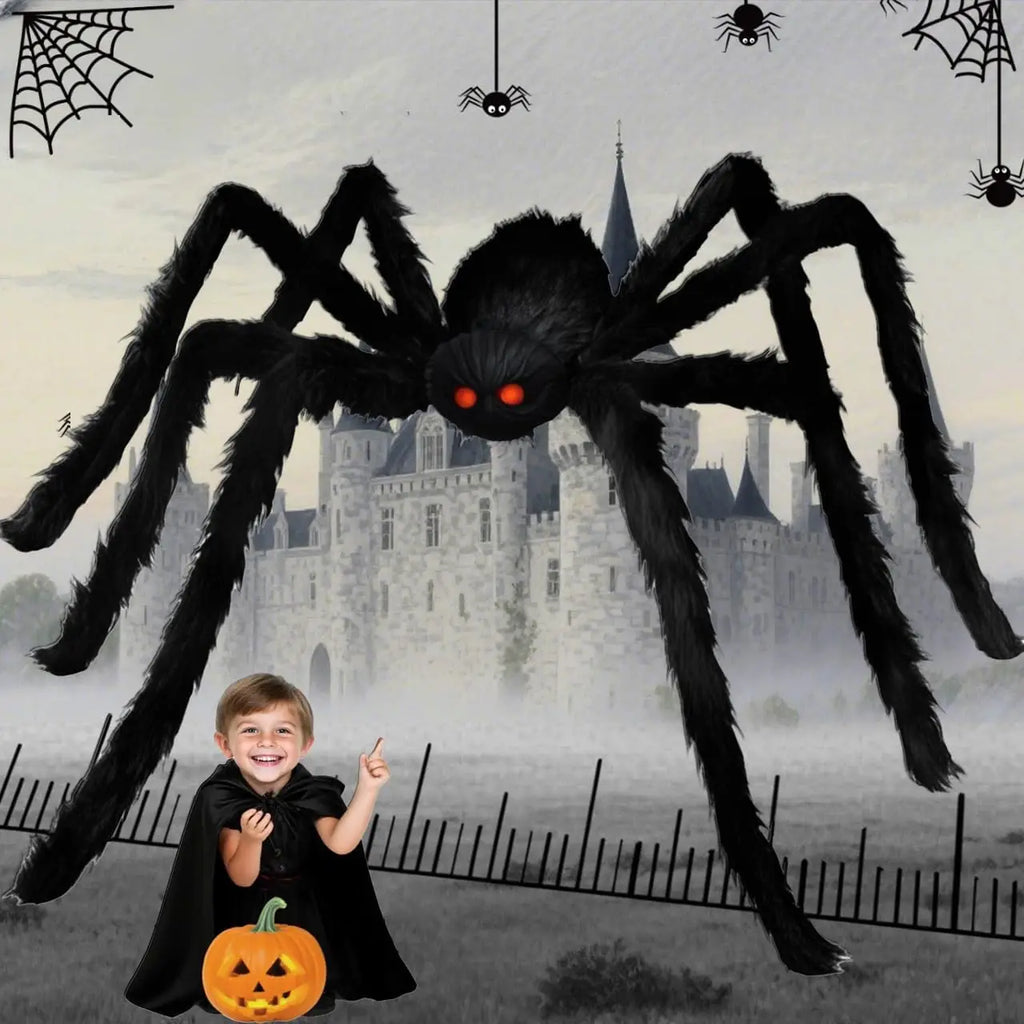 Giant Black Spider Decoration for Halloween, 30–200 cm
