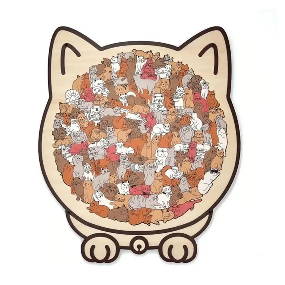 Cat Wooden Jigsaw Puzzle – 135-Piece Irregular Cat Shape