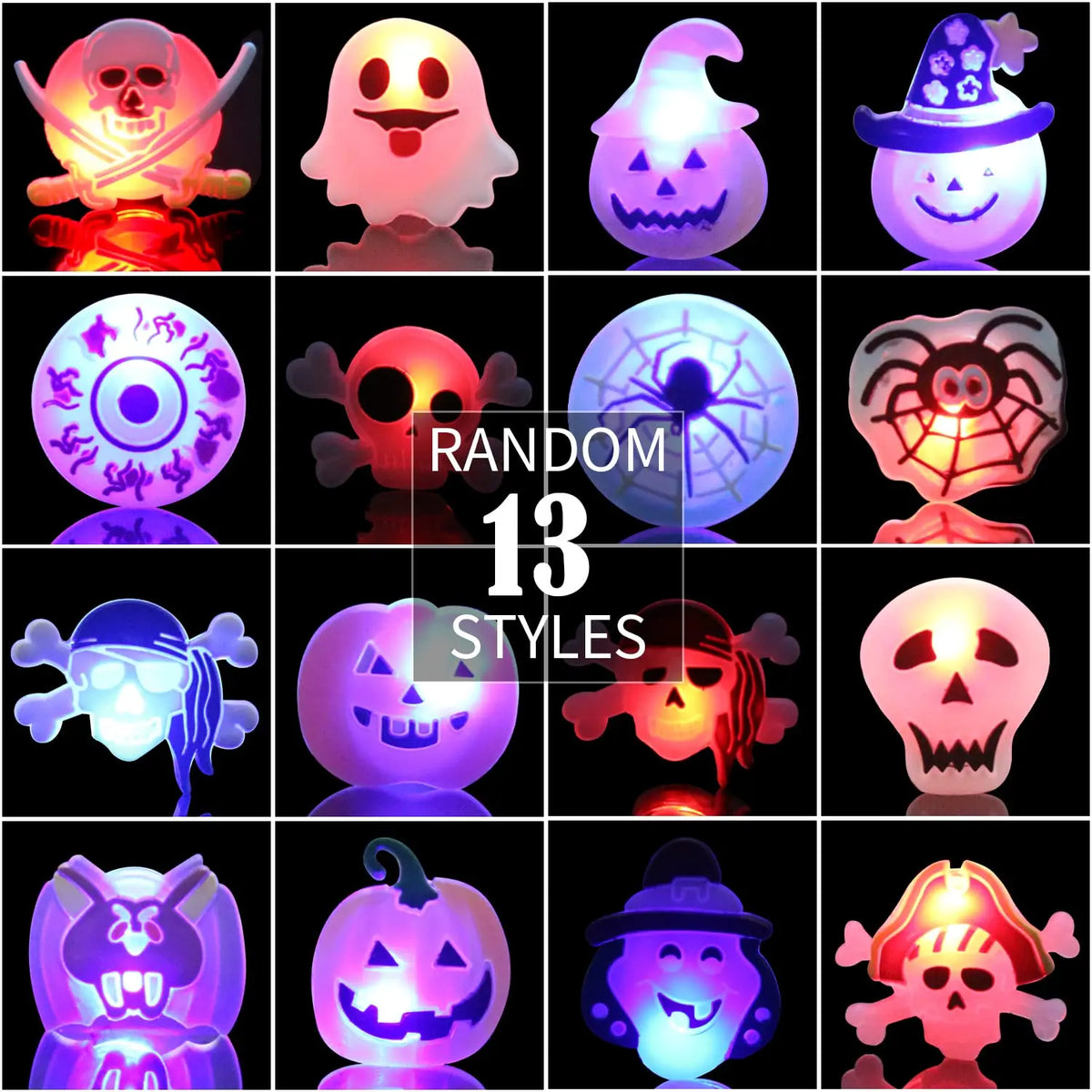 Halloween Light Up Rings – 50 Pcs LED Party Favors