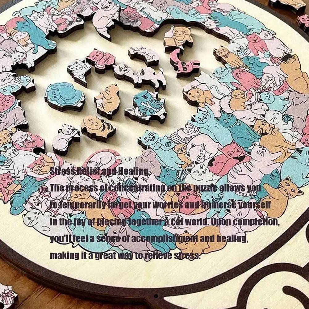 Cat Wooden Jigsaw Puzzle – 135-Piece Irregular Cat Shape