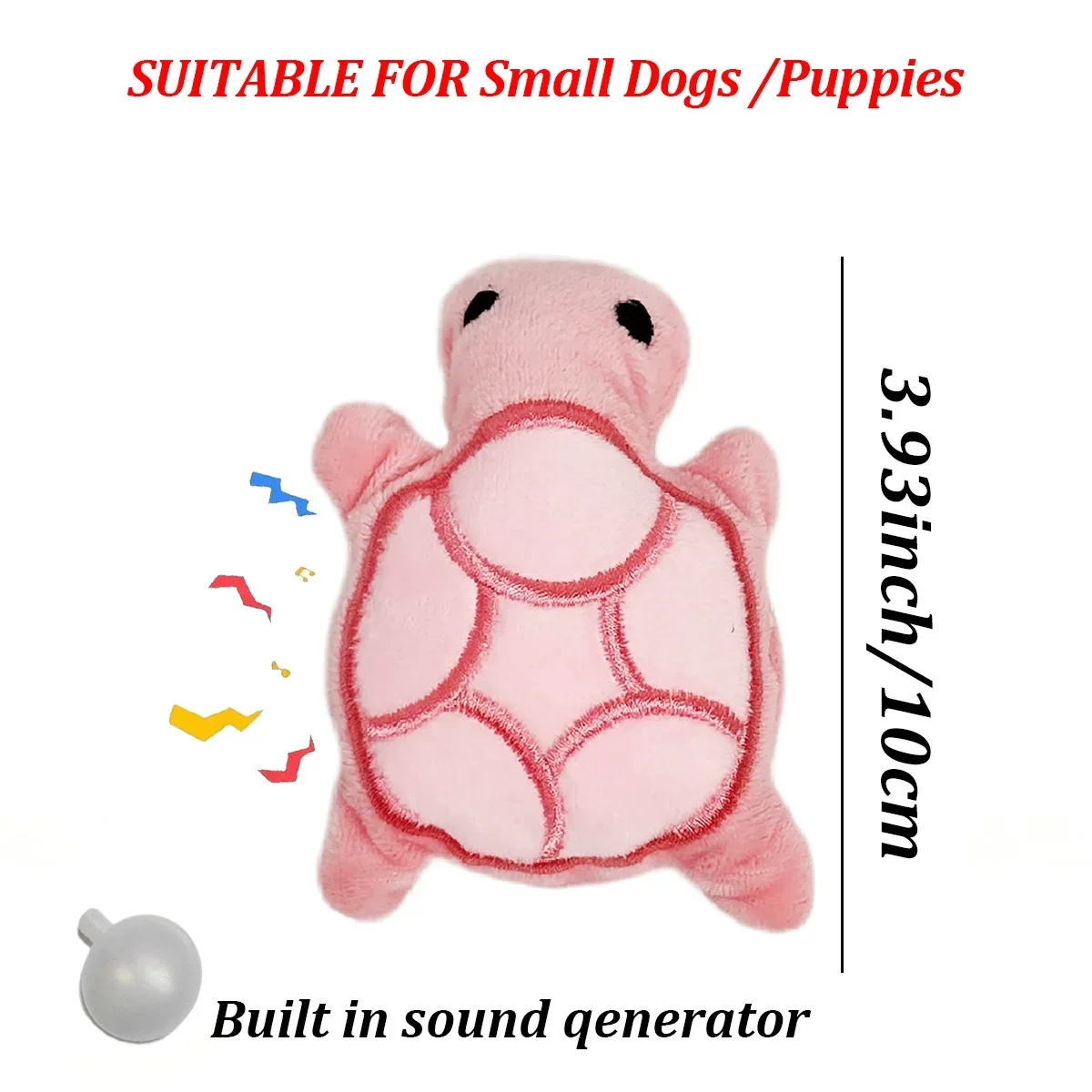 Mini Turtle Plush Dog Toy with Squeaker, 10cm