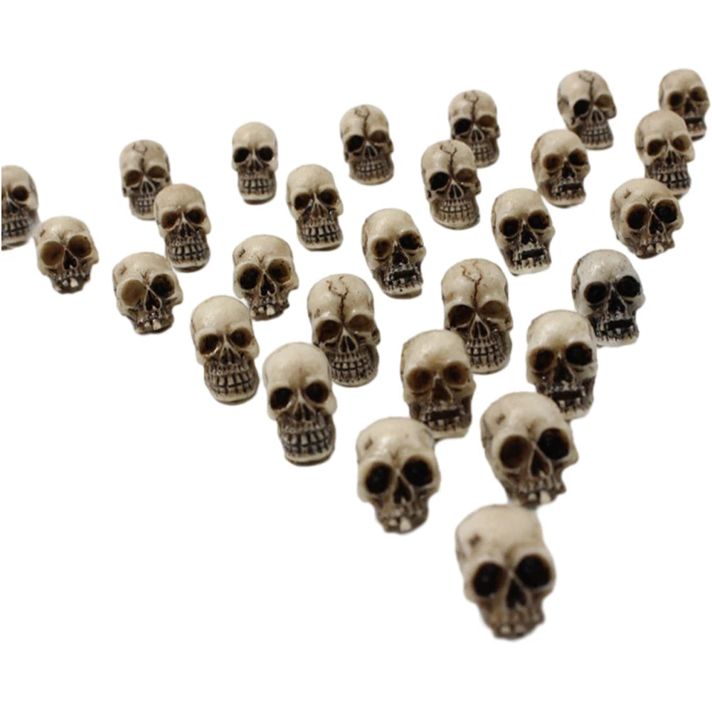 20 Mini Resin Skull Decorations for Halloween & Gothic Décor