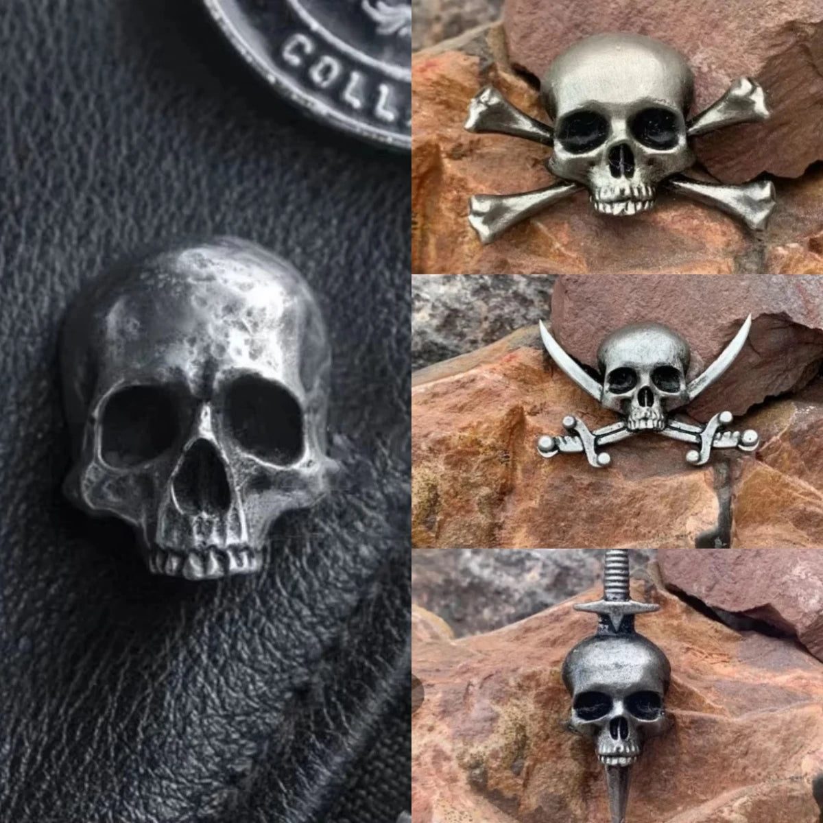 Halloween Skull Pin – Gothic Skeleton Brooch