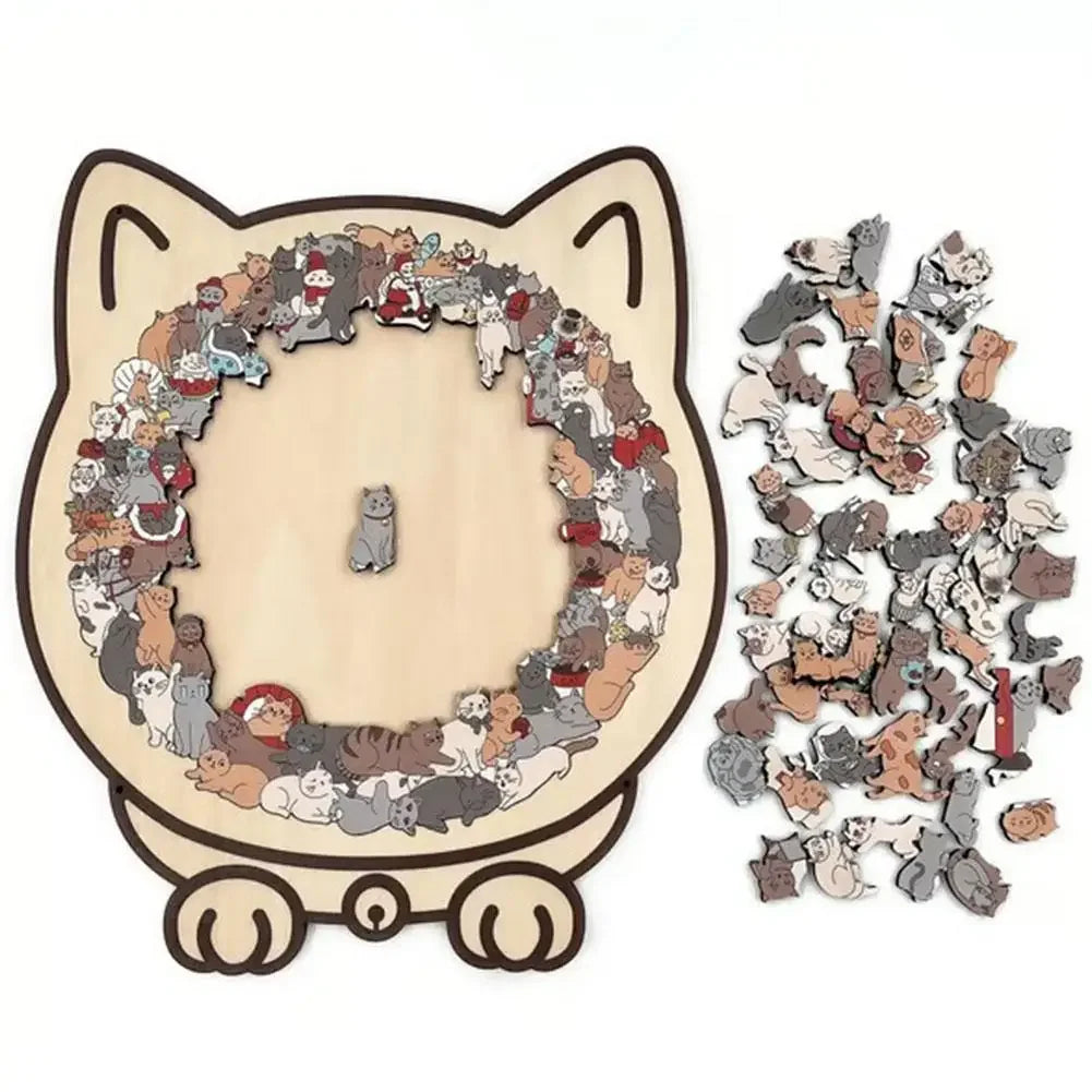 Cat Wooden Jigsaw Puzzle – 135-Piece Irregular Cat Shape
