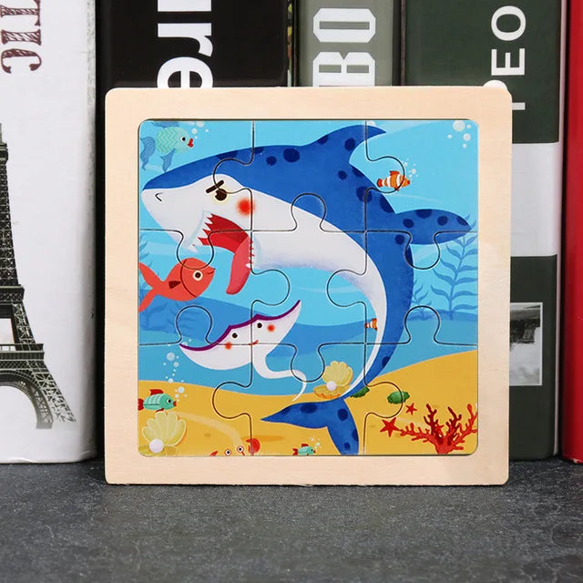 Wooden Animal Tangram Puzzle – 3D Cartoon Jigsaw