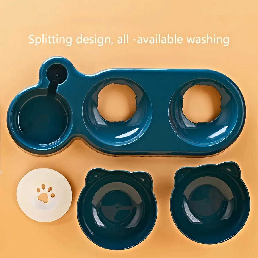 3-in-1 Elevated Cat Food and Water Bowl Set with Dispenser