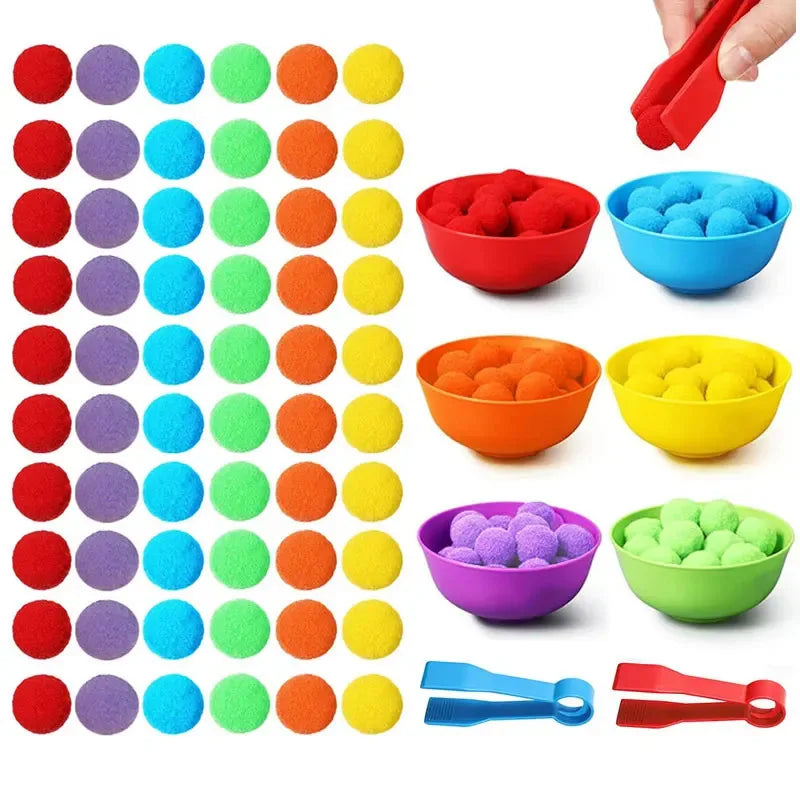 Counting and Sorting Toy – Rainbow Pom Pom Learning Set