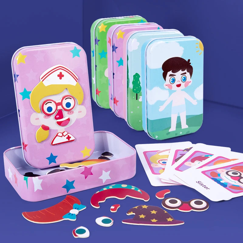 Magnetic Dress Up Puzzle – Wooden Character Matching Game