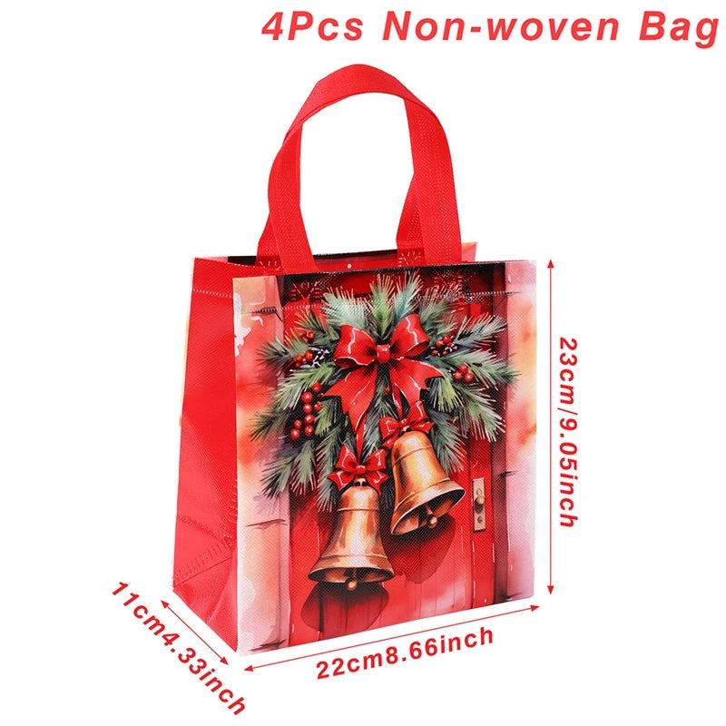 Christmas Gift Bags 4 Pcs Santa Holiday Party Favor Bags