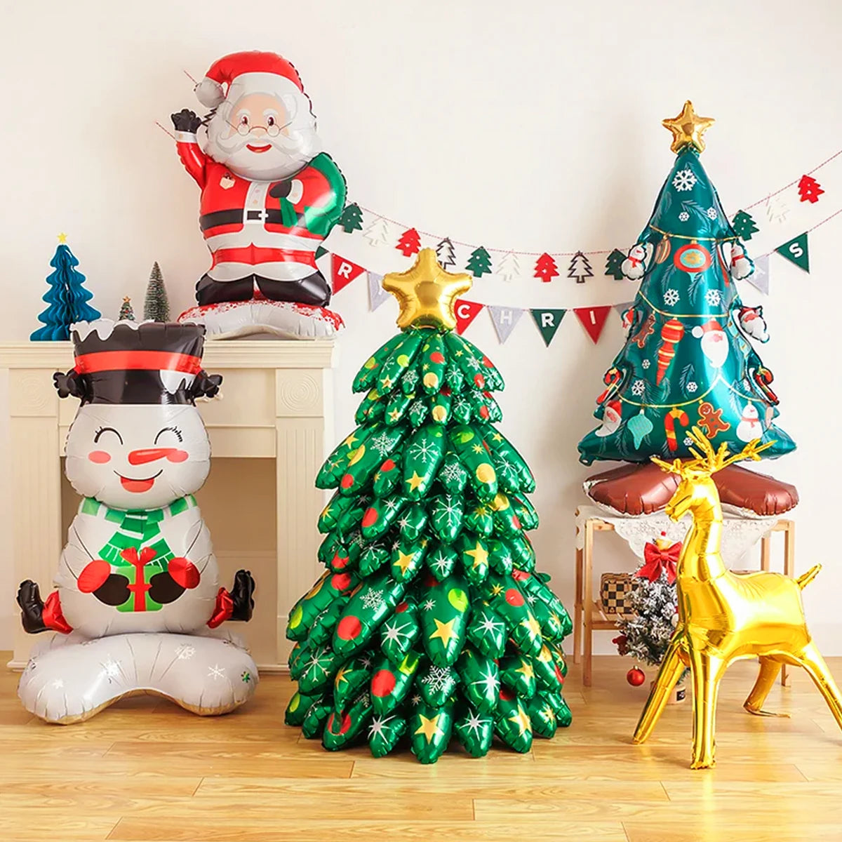 Christmas Foil Balloon Santa Snowman Tree Moose Decoration