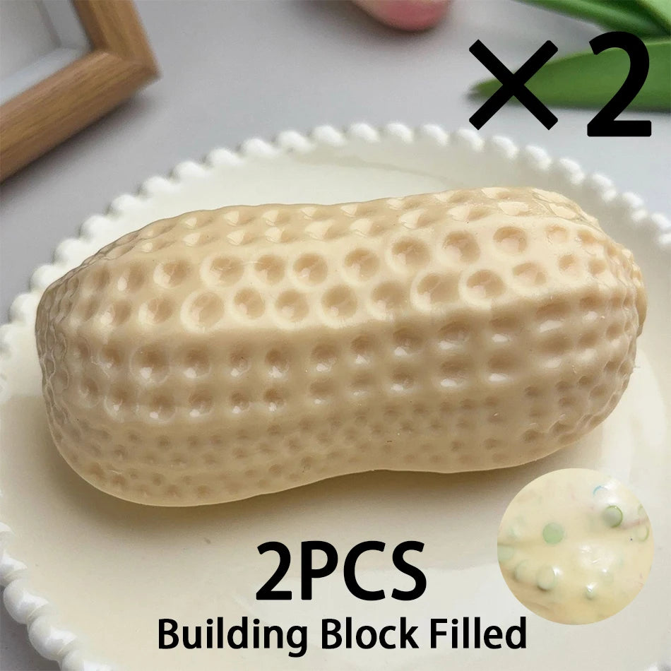 Peanut Squishy Stress Ball 2 Styles Food Fidget Toy