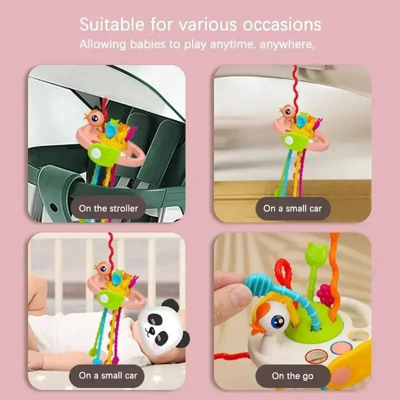 Silicone Baby Teether Toy – Duck Pull String Sensory Toy
