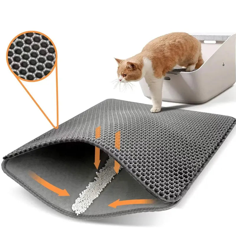 Double-Layer EVA Cat Litter Mat for Litter Tracking
